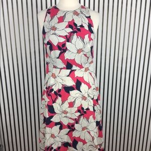 Ann Taylor Navy Floral Linen Casual Long Dress